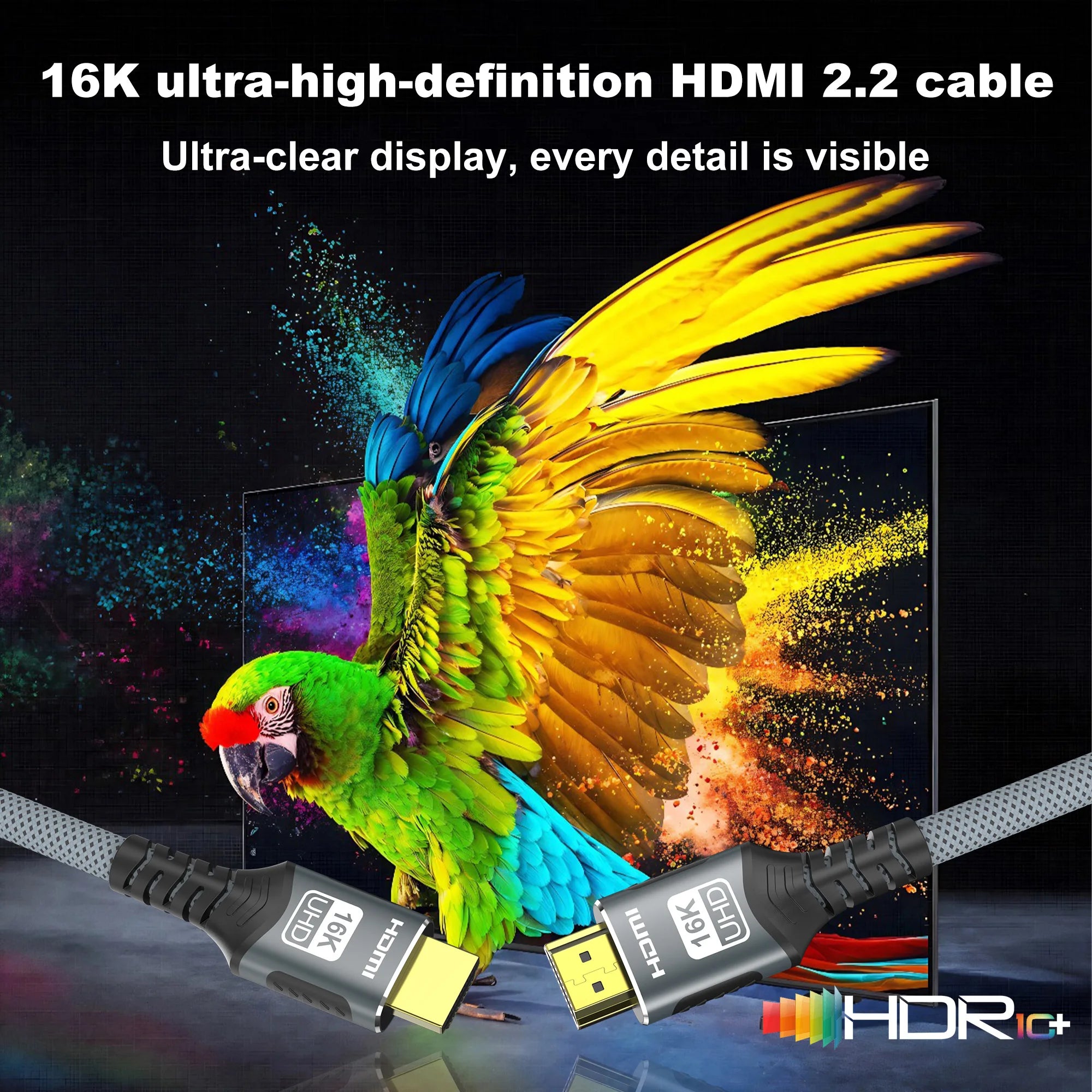 16K HDMI 2.2 Cable 96Gbps 8K@120Hz 4K@240Hz 2K@360Hz Supports HDMI 2.1  eARC HDR10+ for PS5/PS6 Laptop Gaming/Home Theater