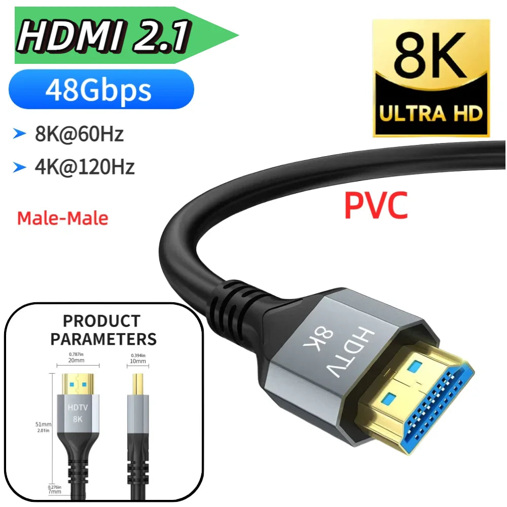 16K HDMI 2.2 Cable 96Gbps 8K@120Hz 4K@240Hz 2K@360Hz Supports HDMI 2.1  eARC HDR10+ for PS5/PS6 Laptop Gaming/Home Theater