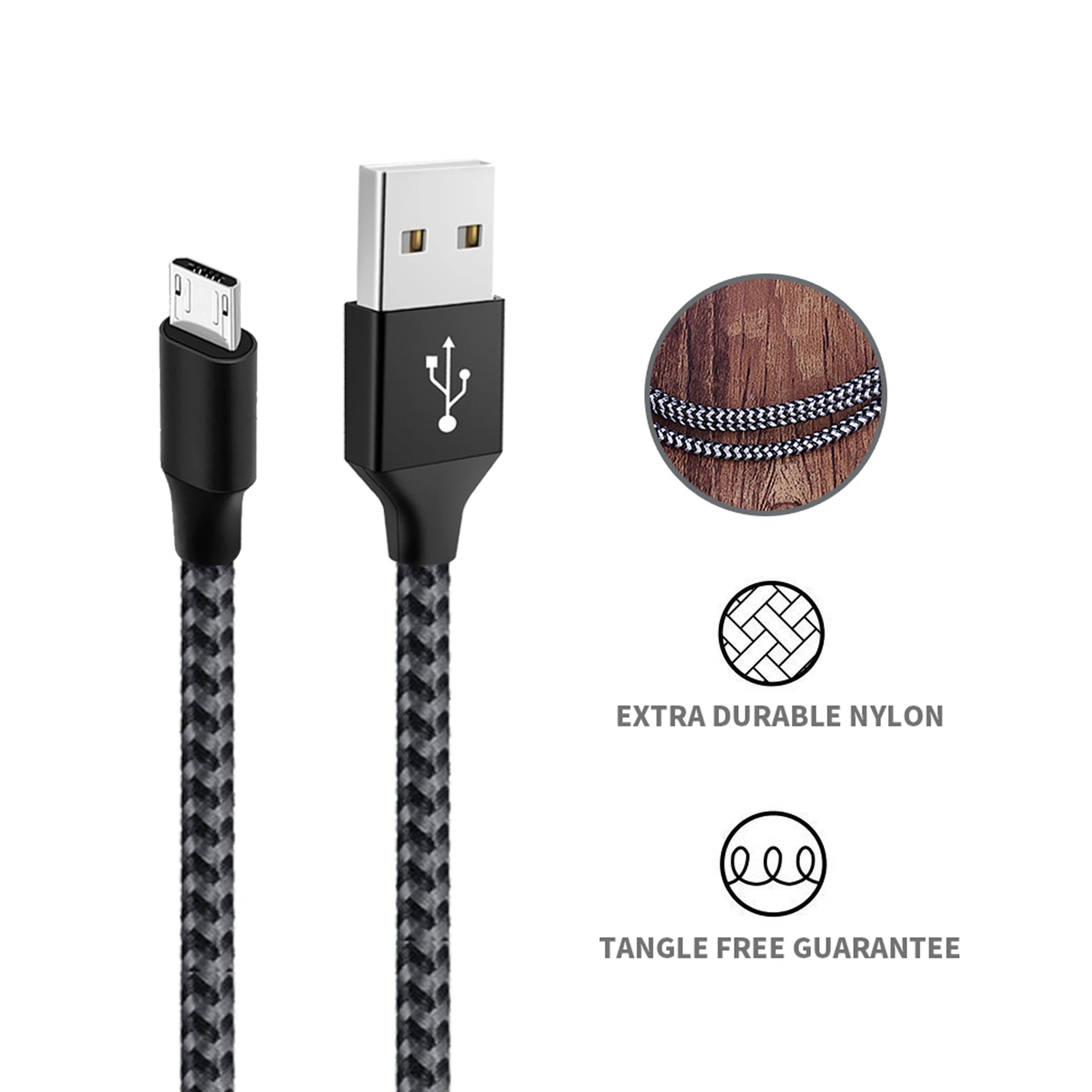 Android Data Cable Fast Charging Cable for Old Model Phones with Trapezoidal Port, Dual-Engine Micro USB Charger Cable, Compatible with Huawei, Xiaomi, Vivo, Meizu, Honor, Oppo, Android, Car Fast Charging Cable 1m