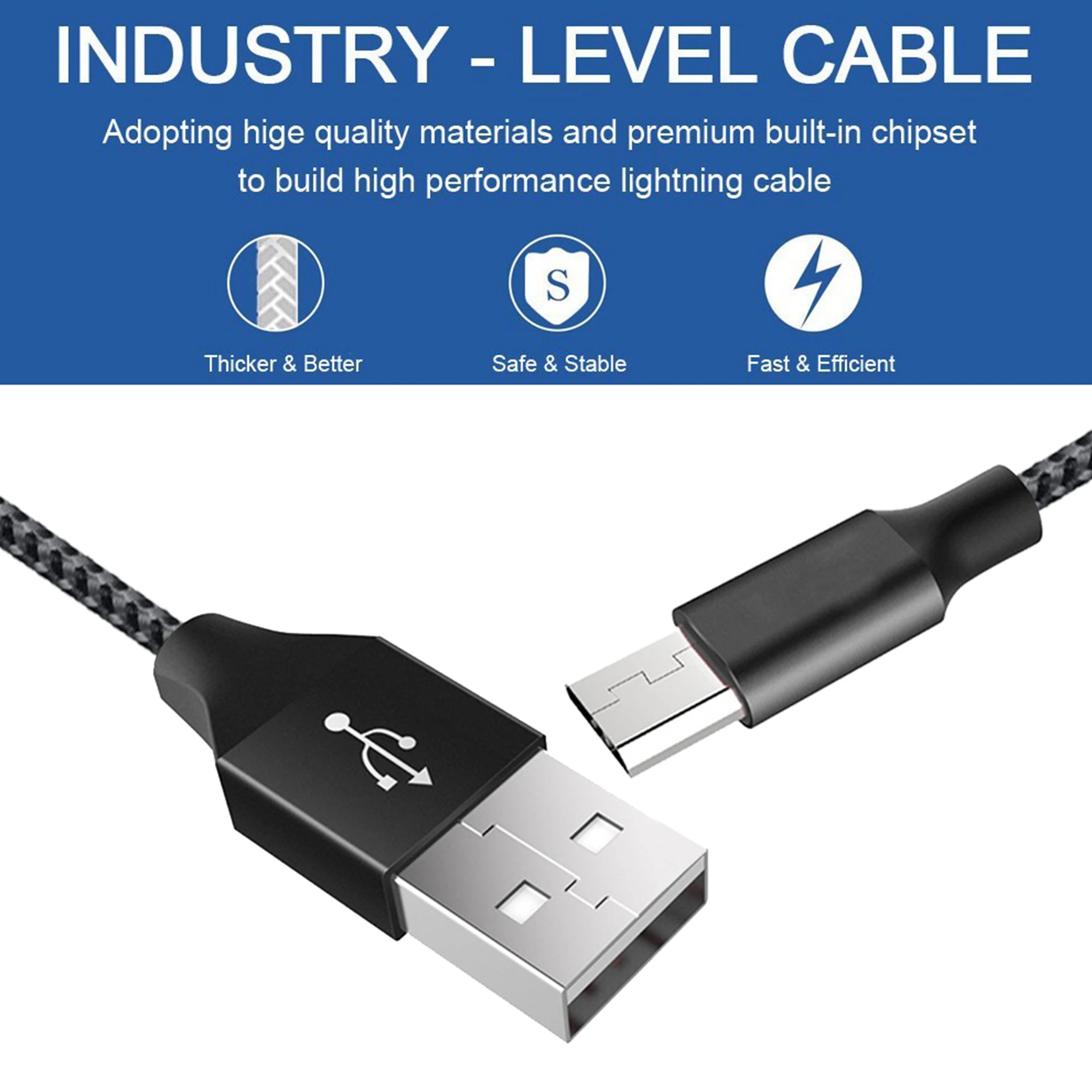 Android Data Cable Fast Charging Cable for Old Model Phones with Trapezoidal Port, Dual-Engine Micro USB Charger Cable, Compatible with Huawei, Xiaomi, Vivo, Meizu, Honor, Oppo, Android, Car Fast Charging Cable 1m