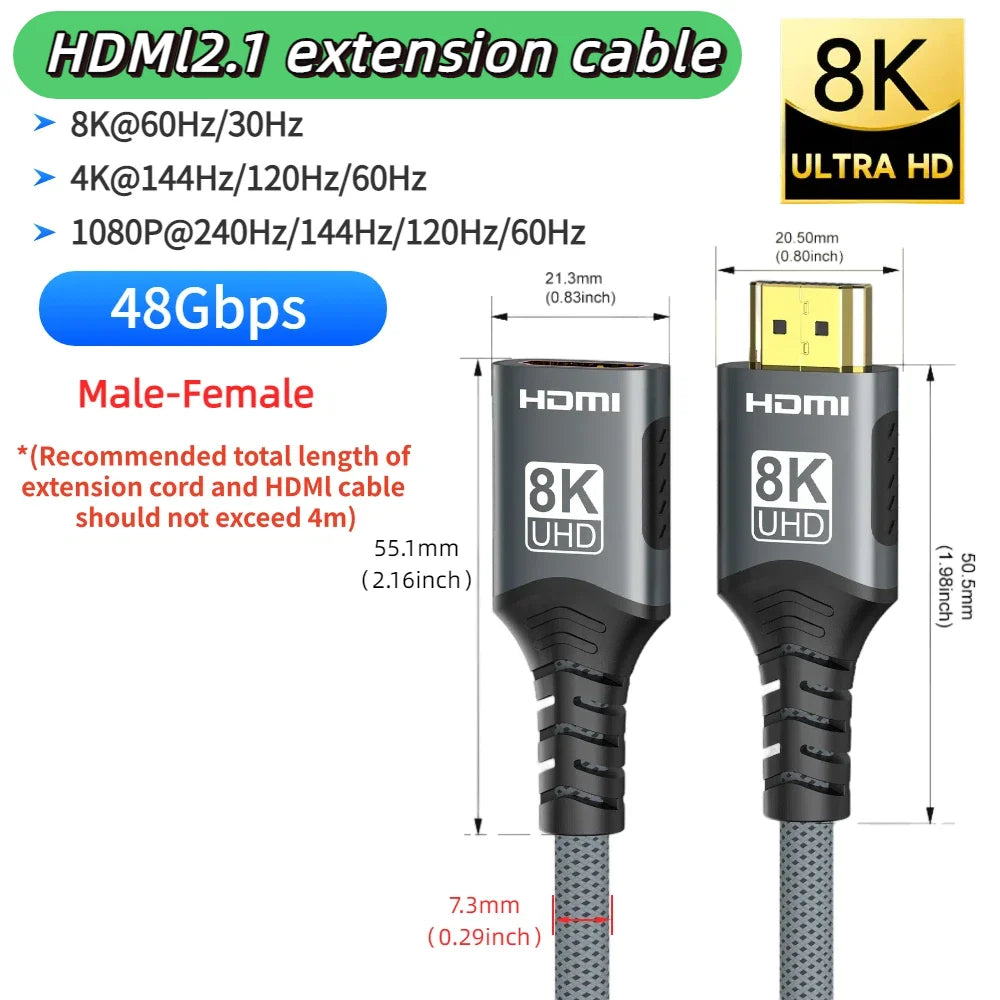 16K HDMI 2.2 Cable 96Gbps 8K@120Hz 4K@240Hz 2K@360Hz Supports HDMI 2.1  eARC HDR10+ for PS5/PS6 Laptop Gaming/Home Theater