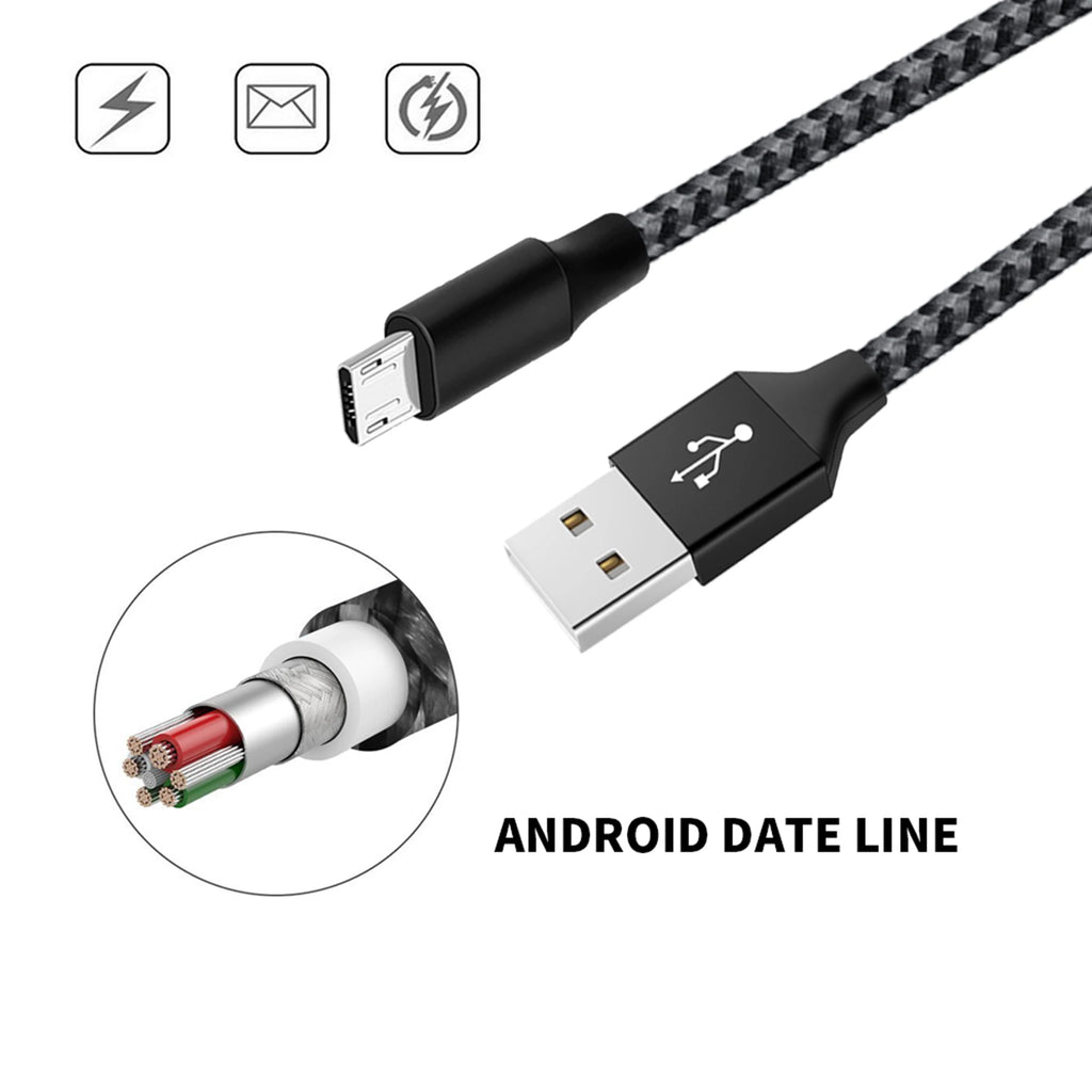 Android Data Cable Fast Charging Cable for Old Model Phones with Trapezoidal Port, Dual-Engine Micro USB Charger Cable, Compatible with Huawei, Xiaomi, Vivo, Meizu, Honor, Oppo, Android, Car Fast Charging Cable 1m
