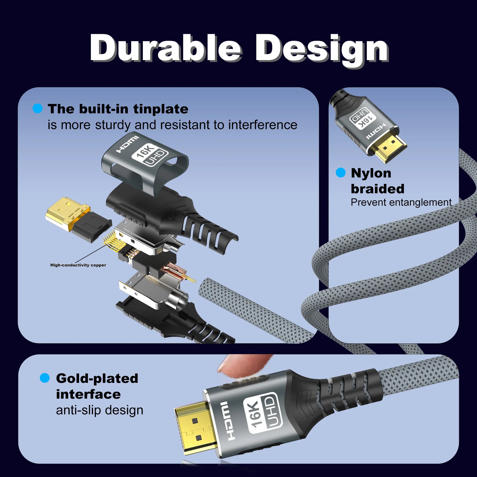 16K HDMI 2.2 Cable 96Gbps 8K@120Hz 4K@240Hz 2K@360Hz Supports HDMI 2.1  eARC HDR10+ for PS5/PS6 Laptop Gaming/Home Theater
